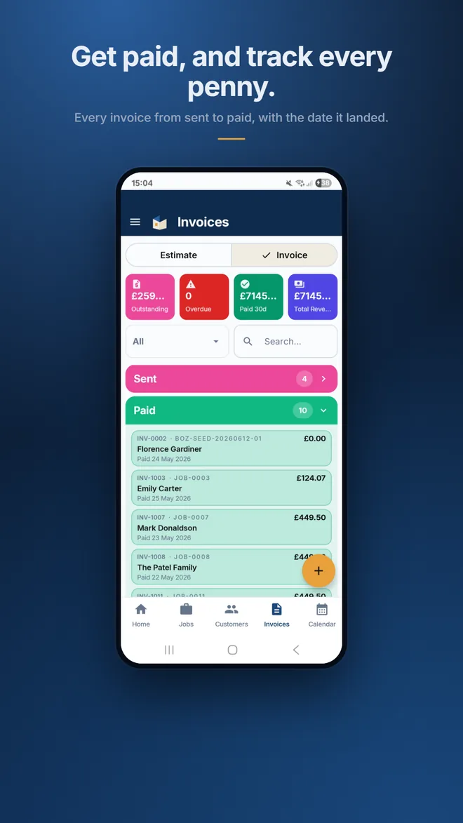 Invoices list showing real paid invoices and dates